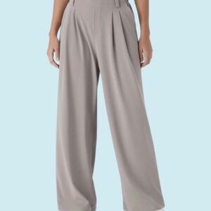 HALARA High Waist Waffle Knit Wide Leg Pants Gray Size Large Long NWT